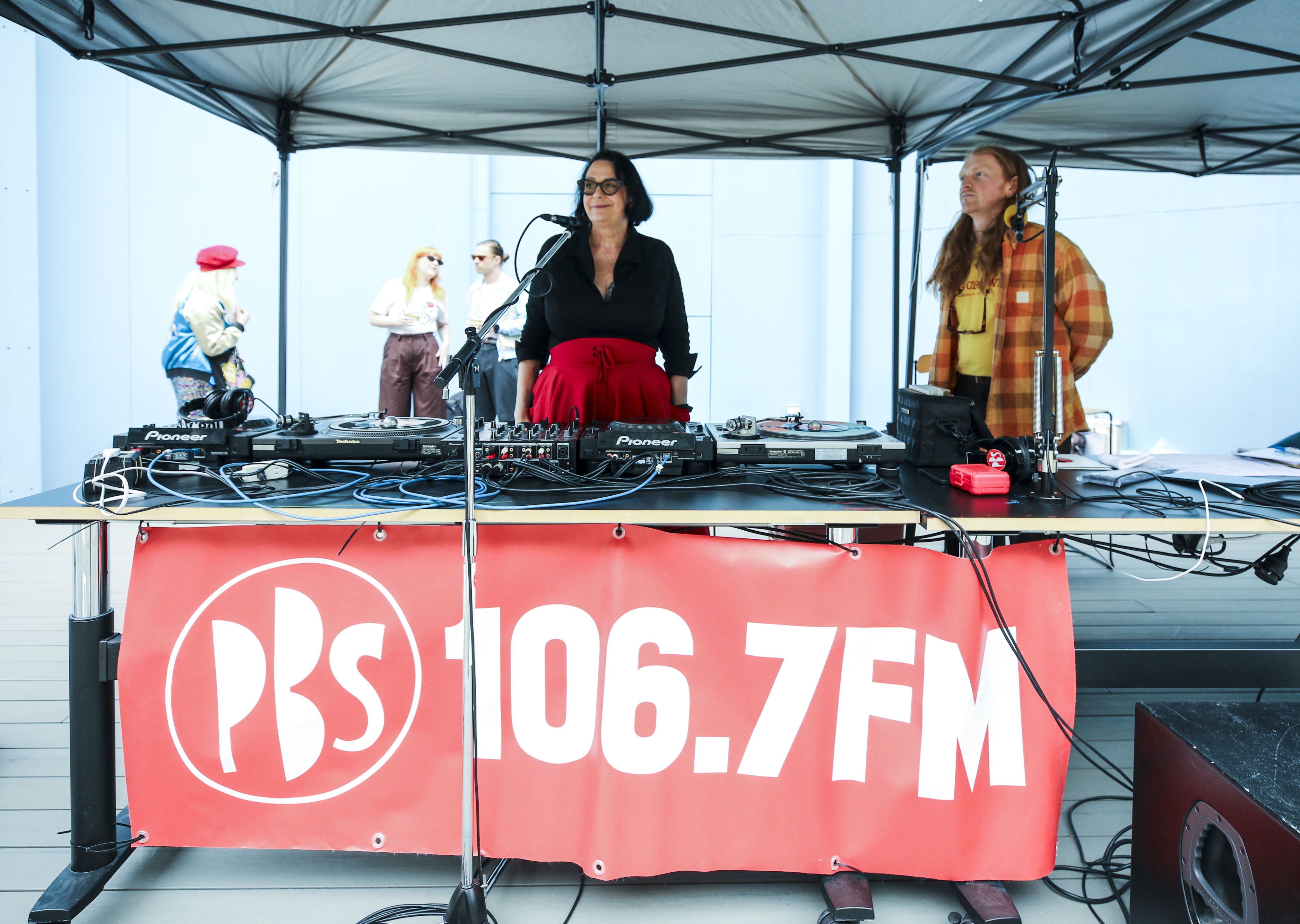 Miss Goldie and friends broadcasting from the Collingwood Courtyards